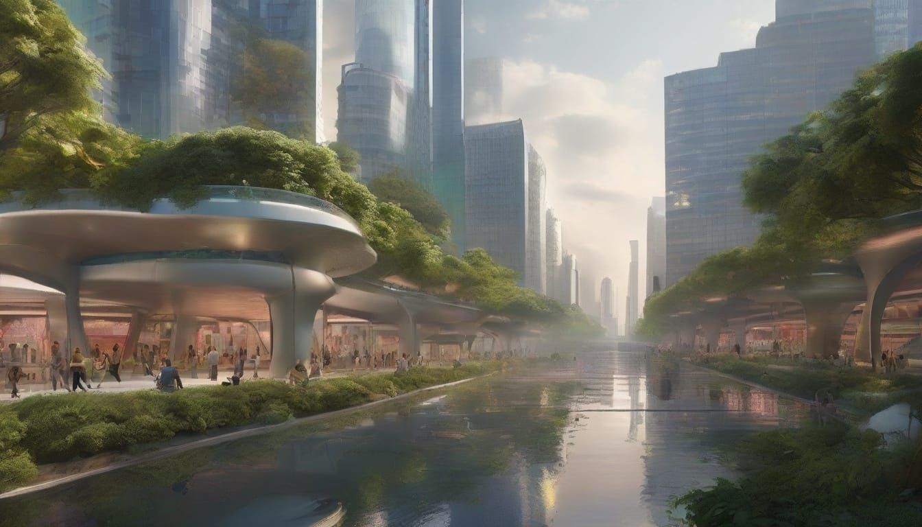 Citizens of a Sustainable Eco-City in Hyper-Realistic Futuri...