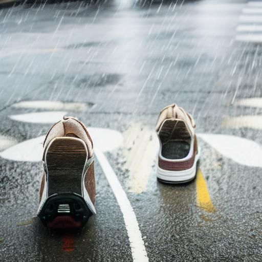 Empty Shoes Running in the Rain
