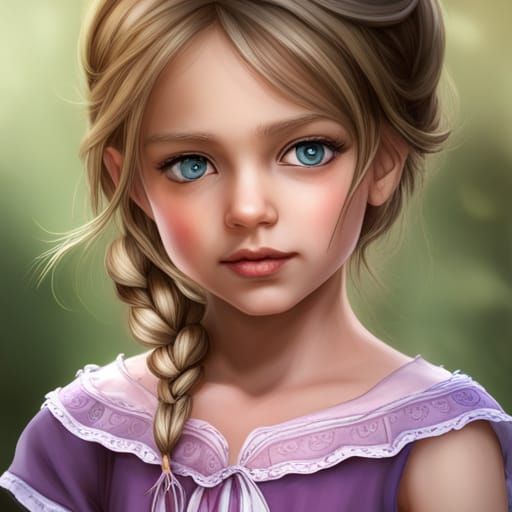 Girl in Purple Dress: Hyperdetailed Portrait