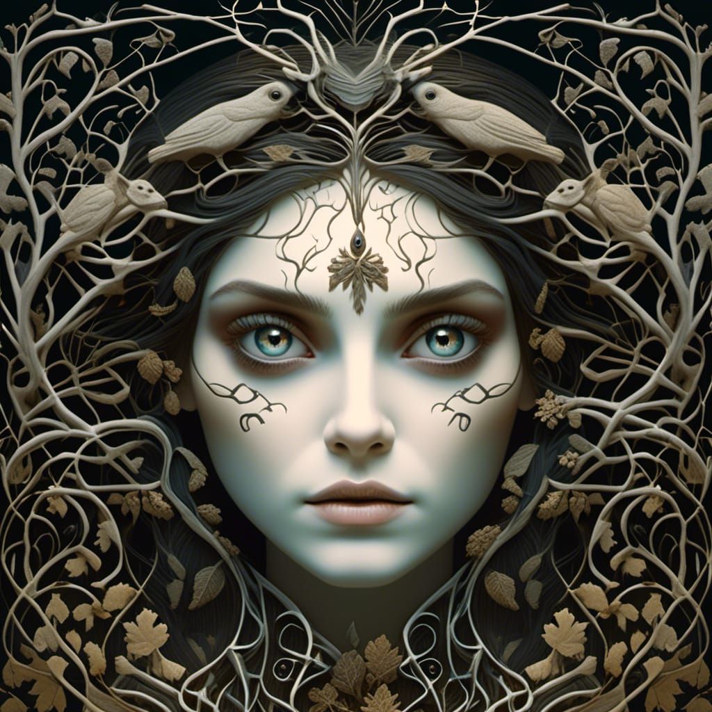 Haunting Portrait of a Witch in Vintage Style