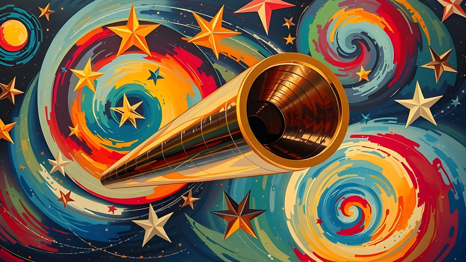 Reflective Cylinder Mirrors Kandinsky Stars in Cosmos