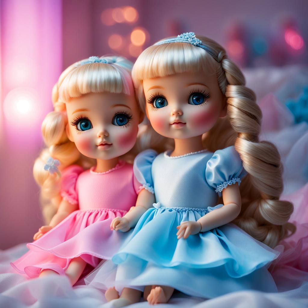 Two Dolls in a Bedroom: Airbrush Art