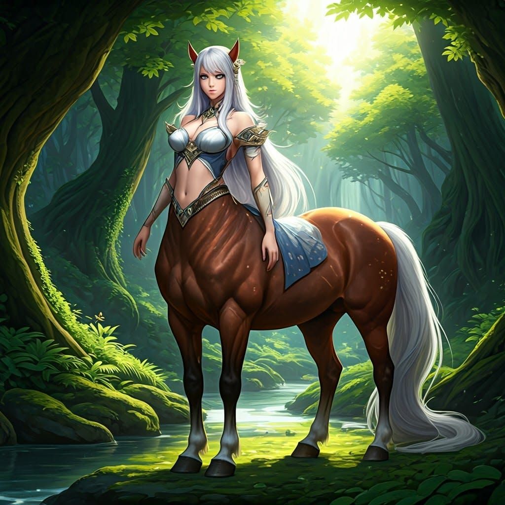 Centaur Woman in a forest with springs High definition image