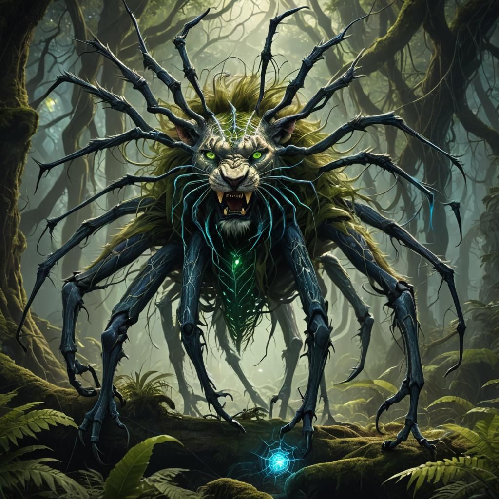 Lion Spider Hybrid in Prehistoric Forest