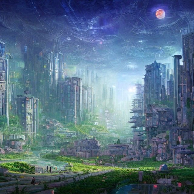 Detailed Solarpunk Cityscape with Utopian Architecture