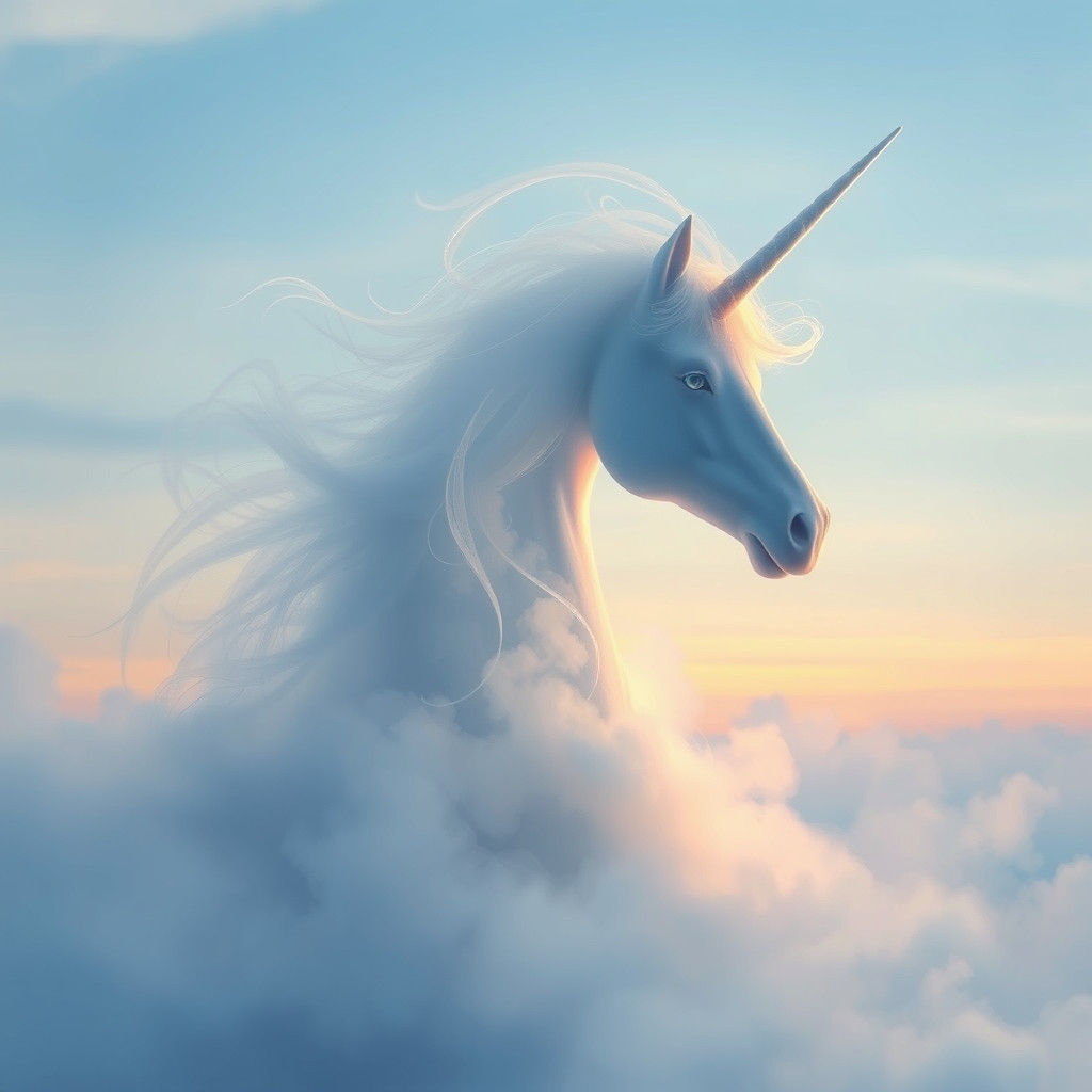 Ethereal Mist Unicorn in Dreamy Surreal Landscape