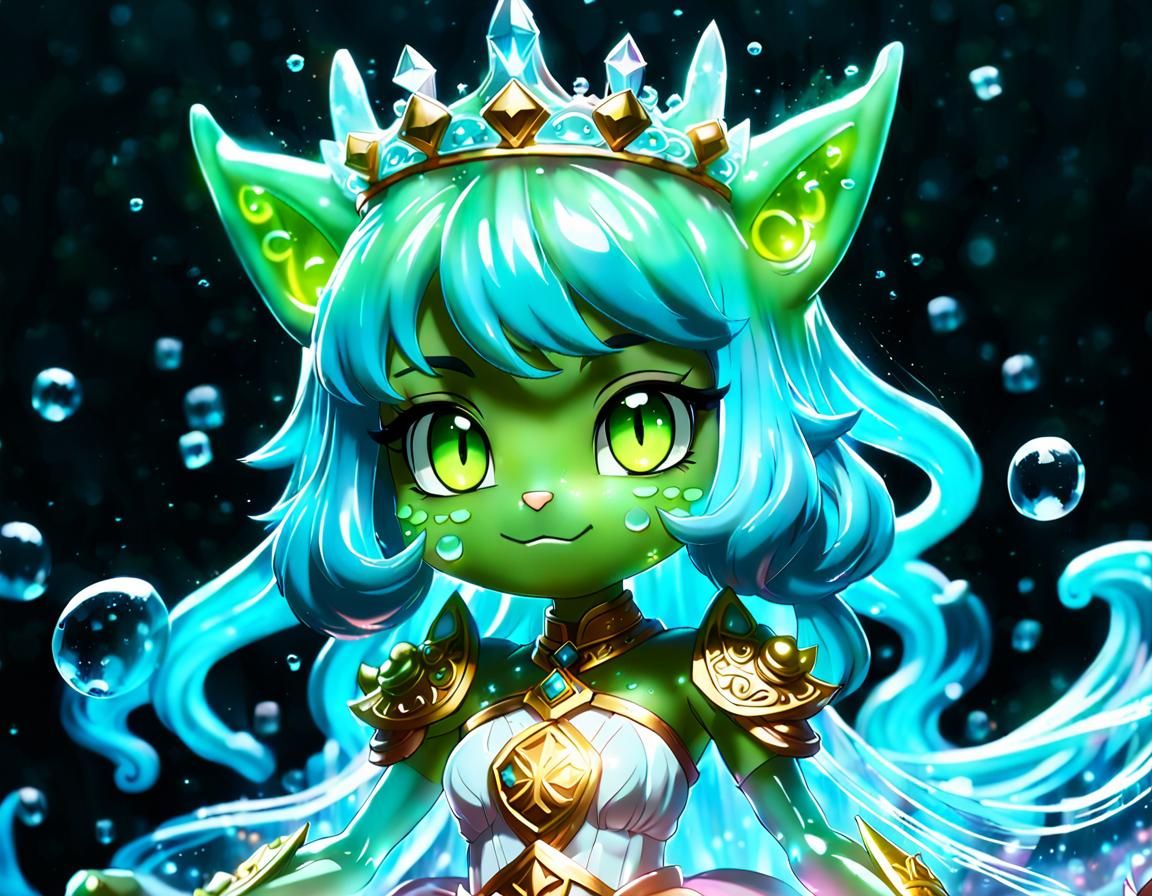 Cute slime cat-girl princess in tiara