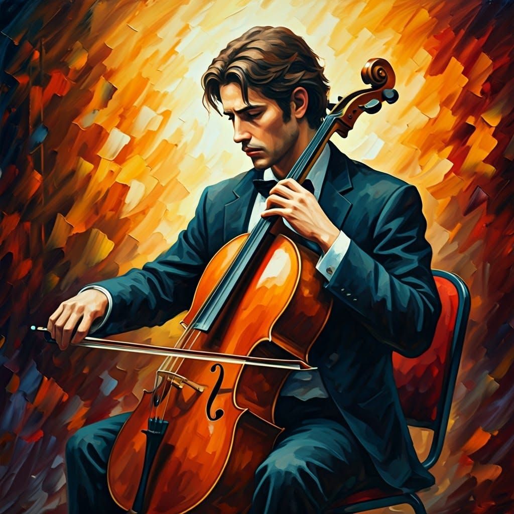 Ethereal Cellist in Warm Golden Light