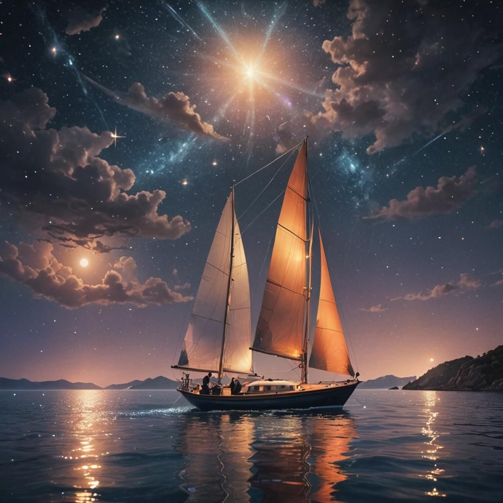 Sailor Counting Stars Under a Celestial Sky