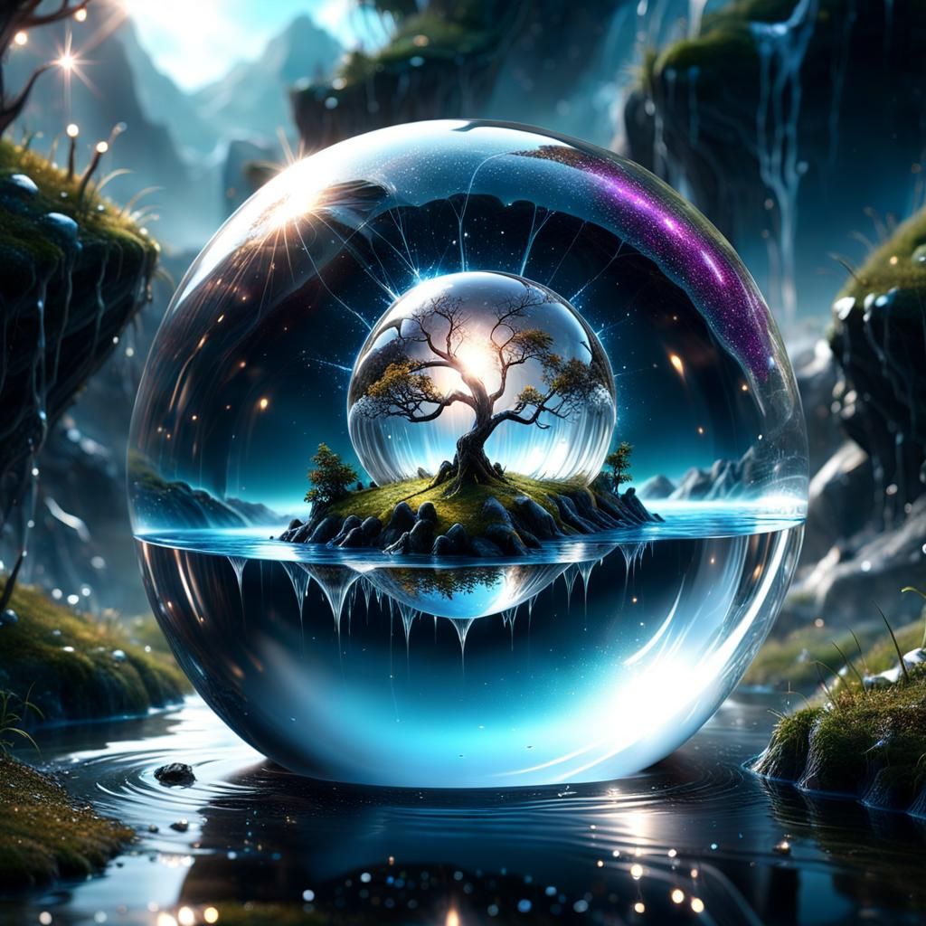 Magical Land Reflected in Orbs, Digital Art
