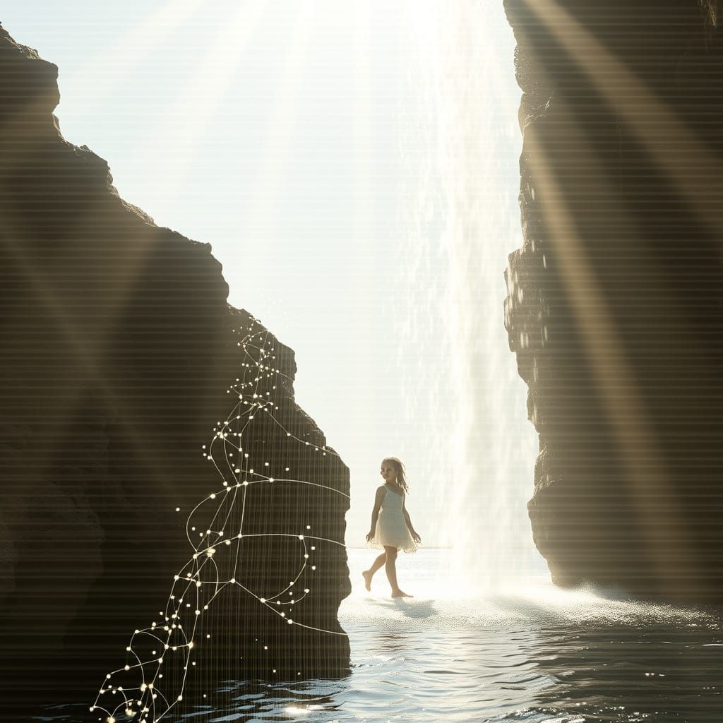 Fractal Light Patterns on Whitewashed Cliffs