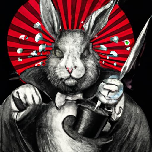 Sinister Magician Bunny Splash Art in Charcoal Style