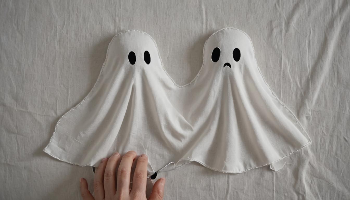 Ghostly Apparition Sewn onto a Sheet