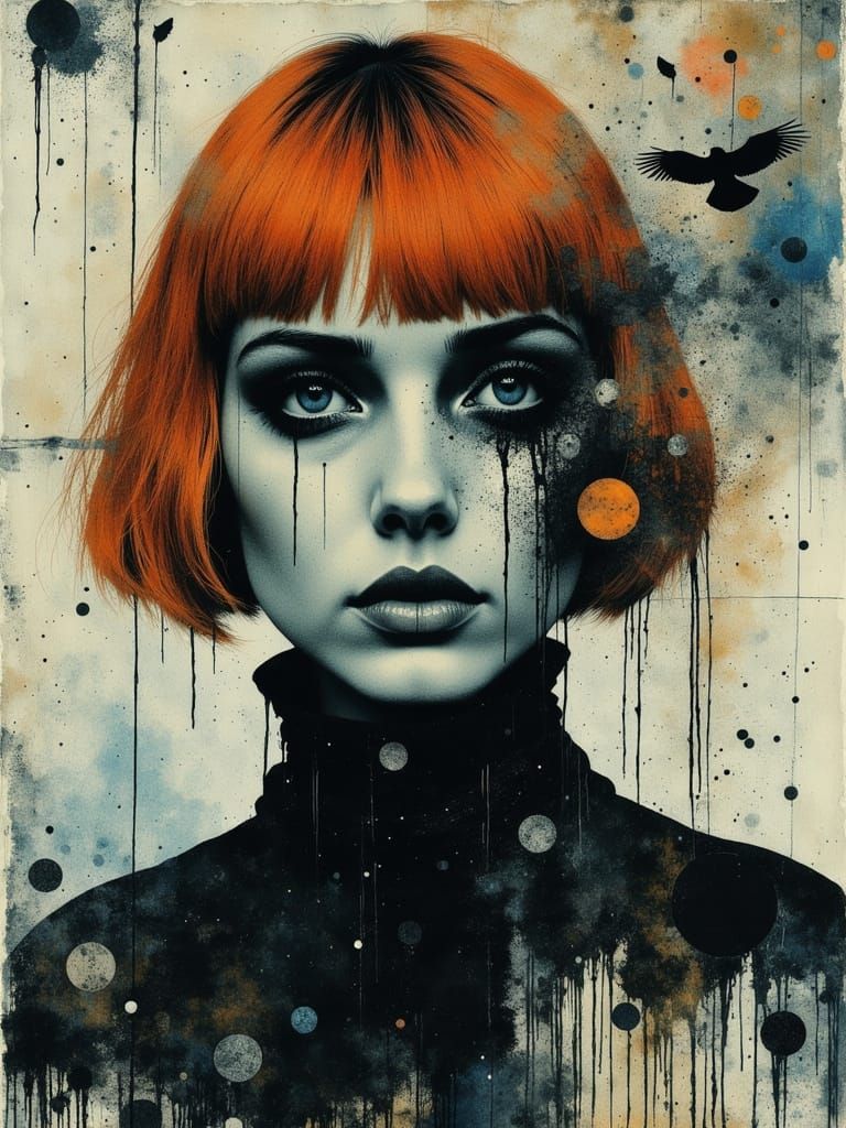 Gothic Portrait of Woman in Abstract Style