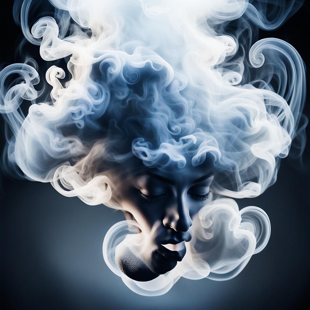 Ethereal Smoke Face Portrait