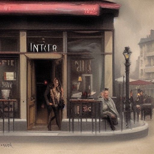 Sinister Paris Coffee Shop, Dark Fantasy Art