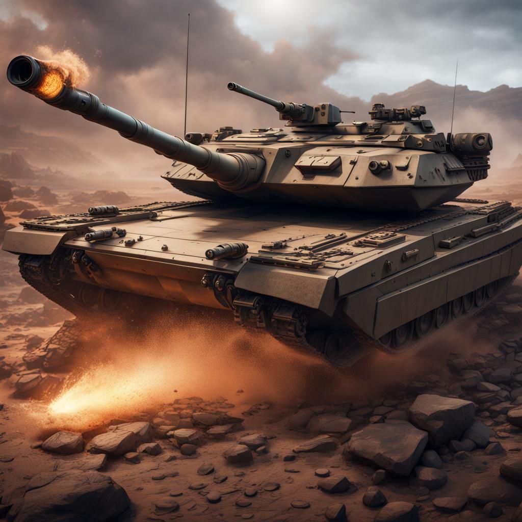 Detailed Matte Painting of Military Tanks