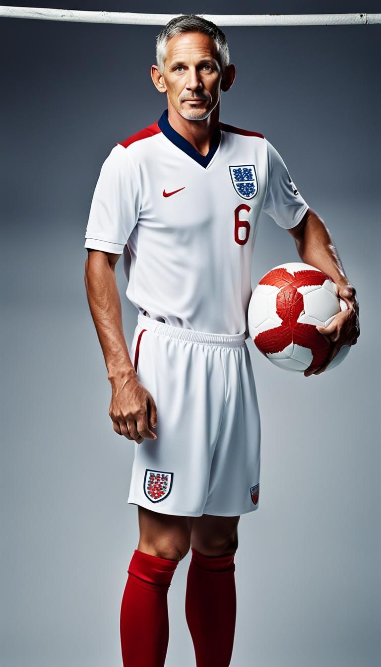 Gary Lineker Portrait in England Football Uniform