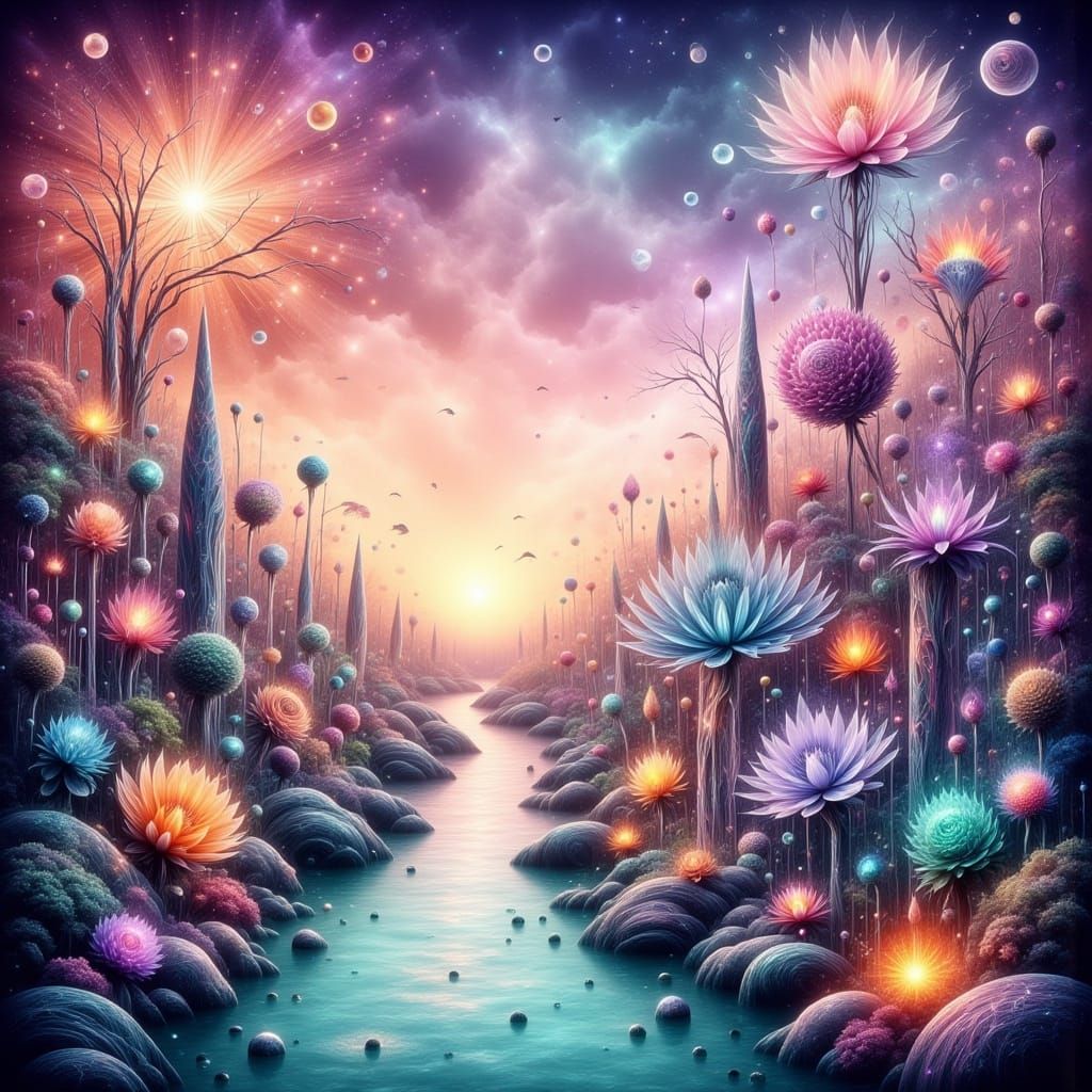 Abstract Digital Painting of Peaceful Growth