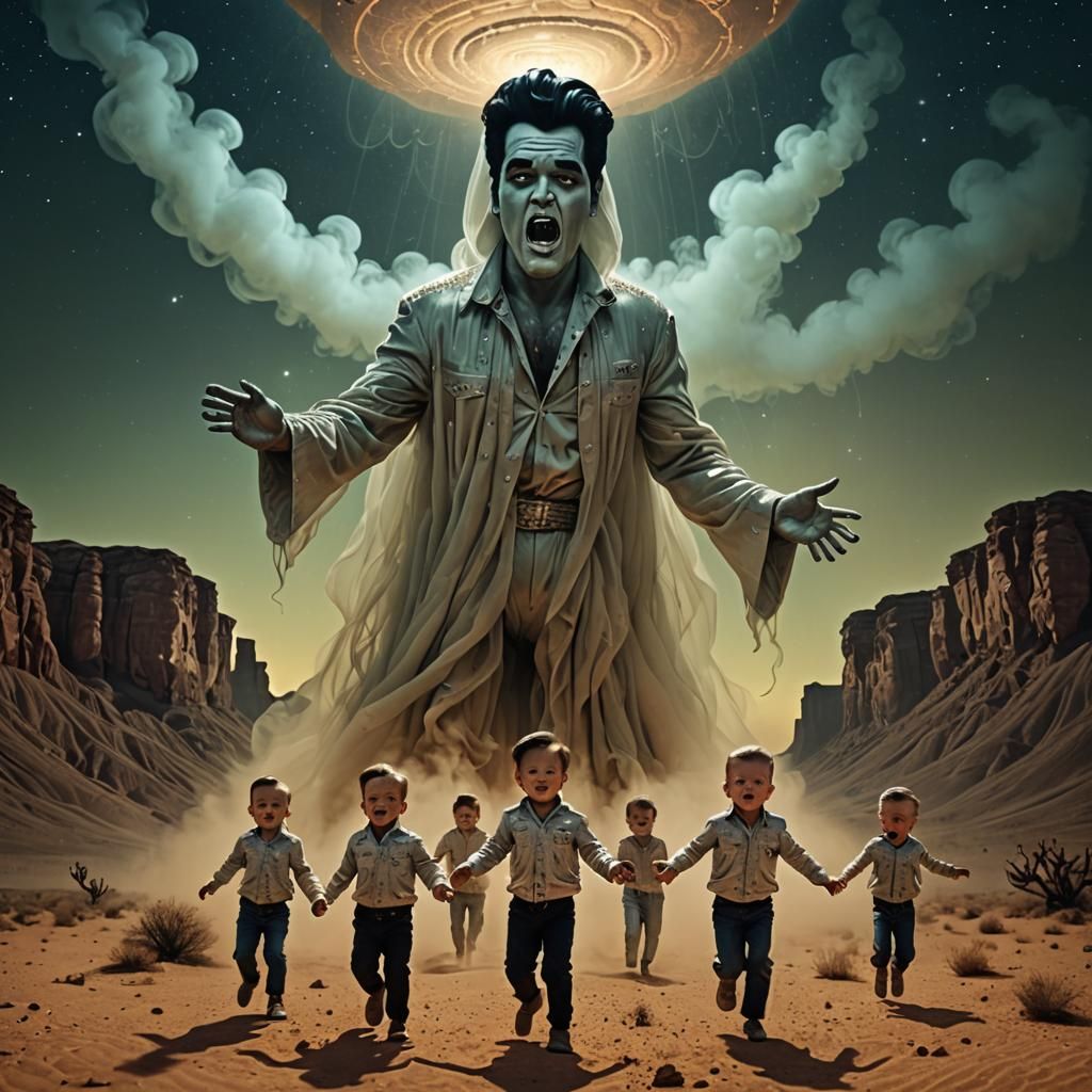 Surreal Dance with Ghost of Elvis in Desert