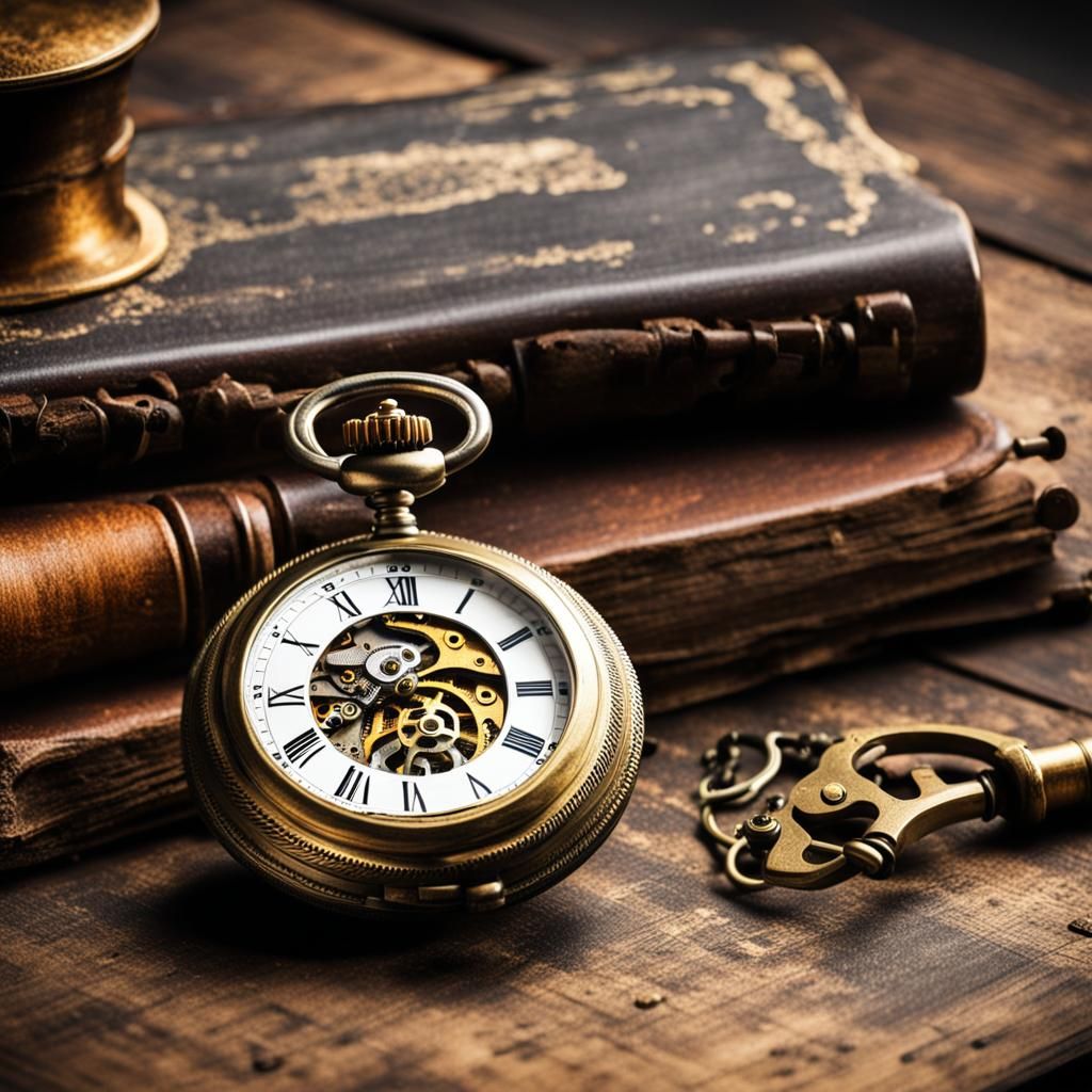 Steampunk Pocket Watch on Desk