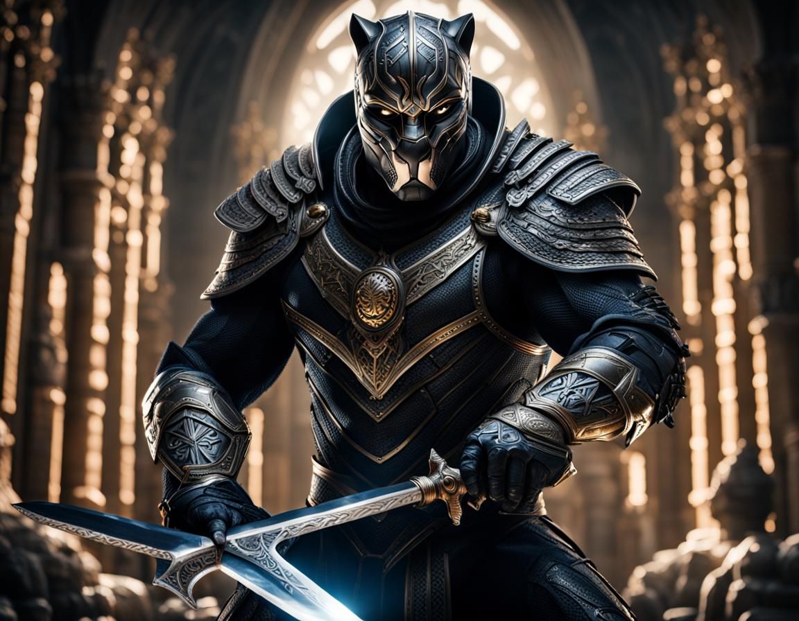 Armored Black Panther with Sword of Light