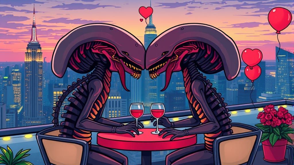 Chibi Xenomorphs Share Affectionate Moment in NYC