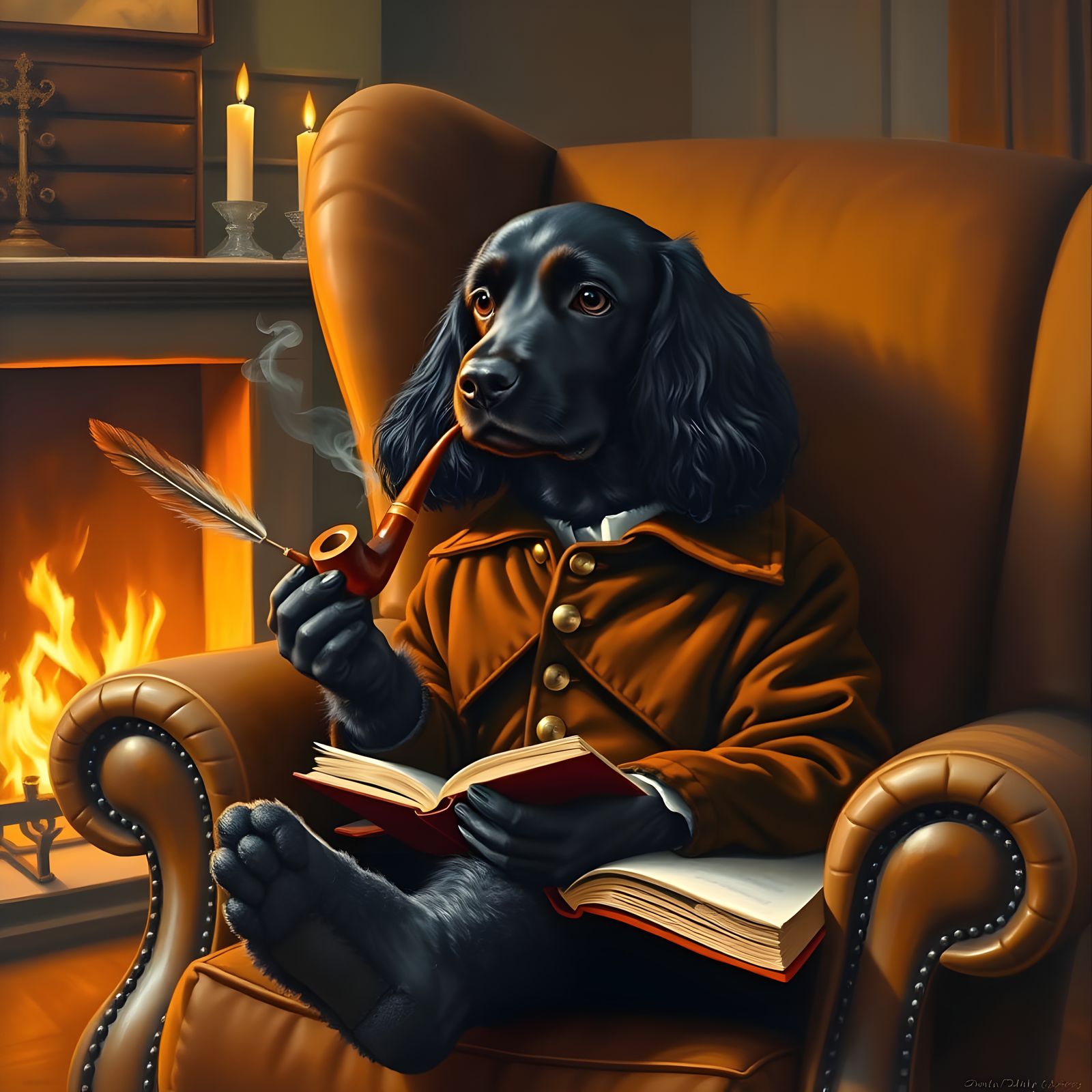 A Cocker Spaniel Ponders Life by the Warmth of the Fire