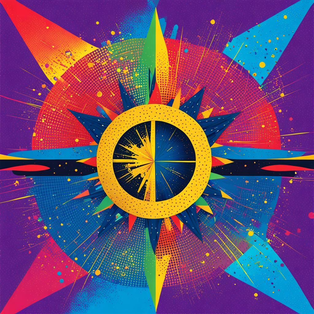 Vibrant Star-Like Synesthesia in Geometric Bauhaus Pop Art