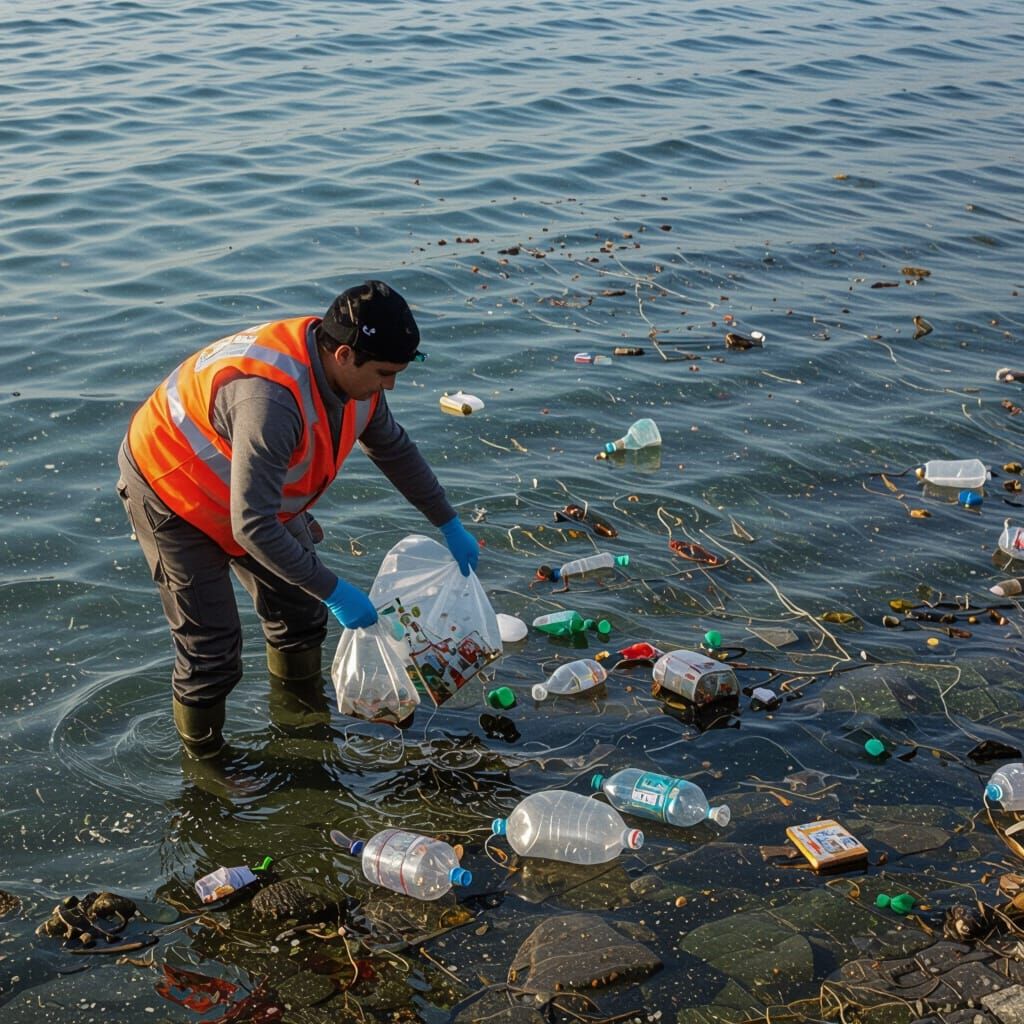Dualistic Ocean Pollution and Cleanup Poster Art