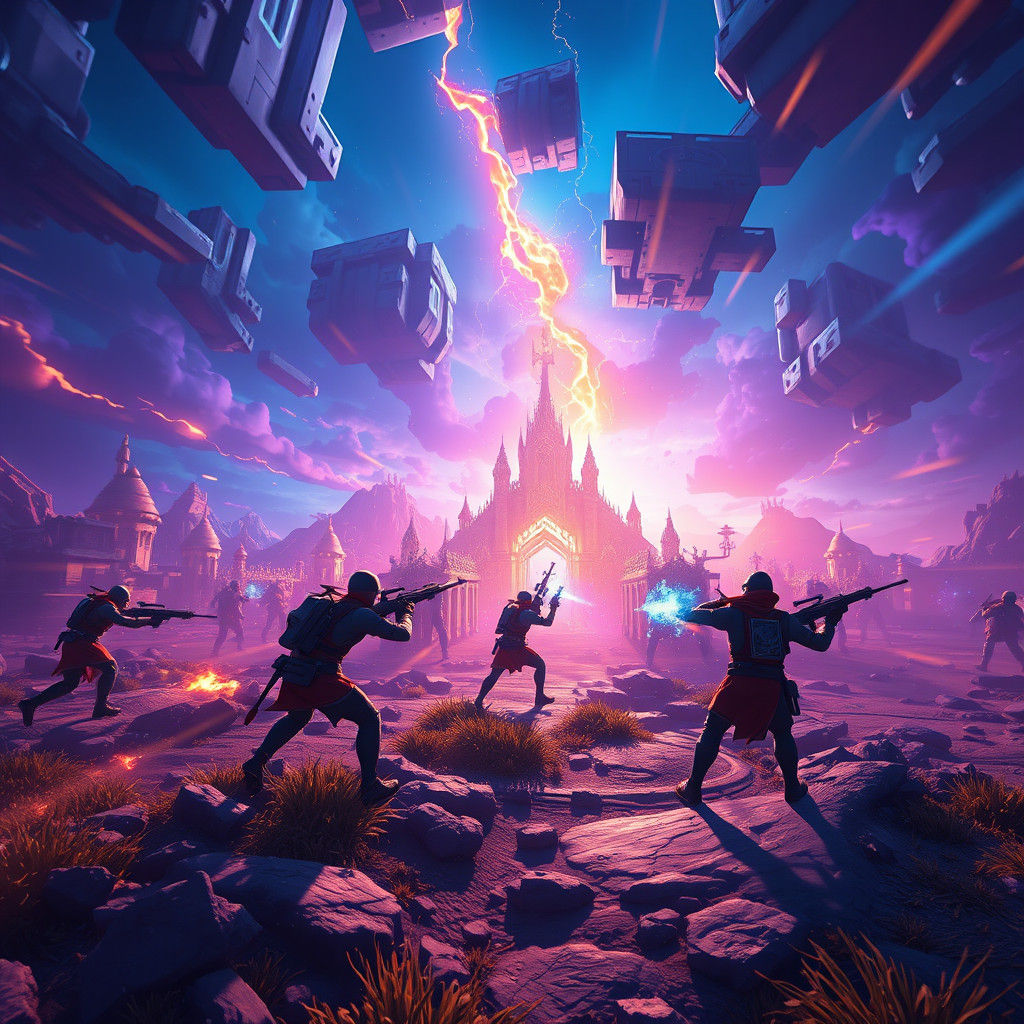 Fortnite Victory Royale: Surreal Battle Scene in 8k