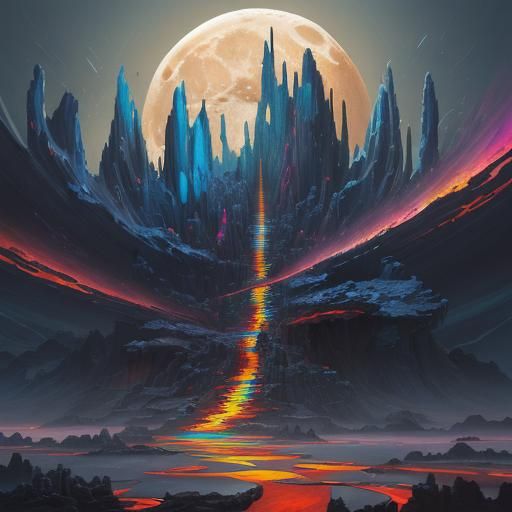 Indigo Aliens on Moonstone Bench: Surreal Mosaic Art