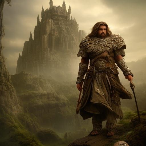 Hyperdetailed Male Dwarf Portrait in Stone Ruins