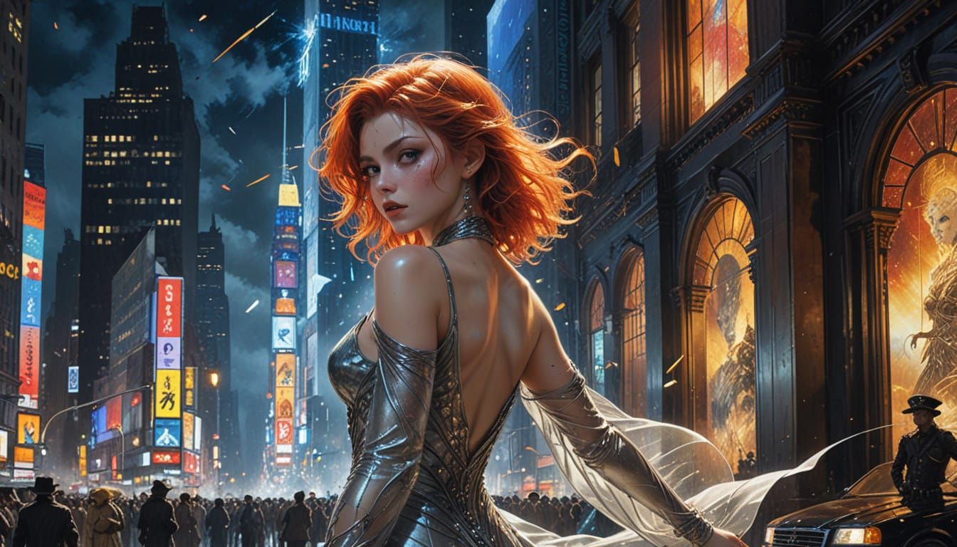 Vampire in Art Deco Style Celebrates New Year's Eve in Time...