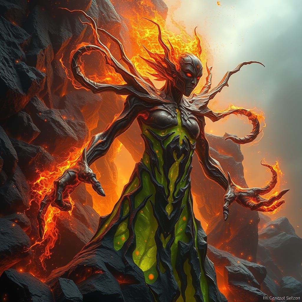 Molten Spirit Forged from Liquid Metal and Obsidian Ash