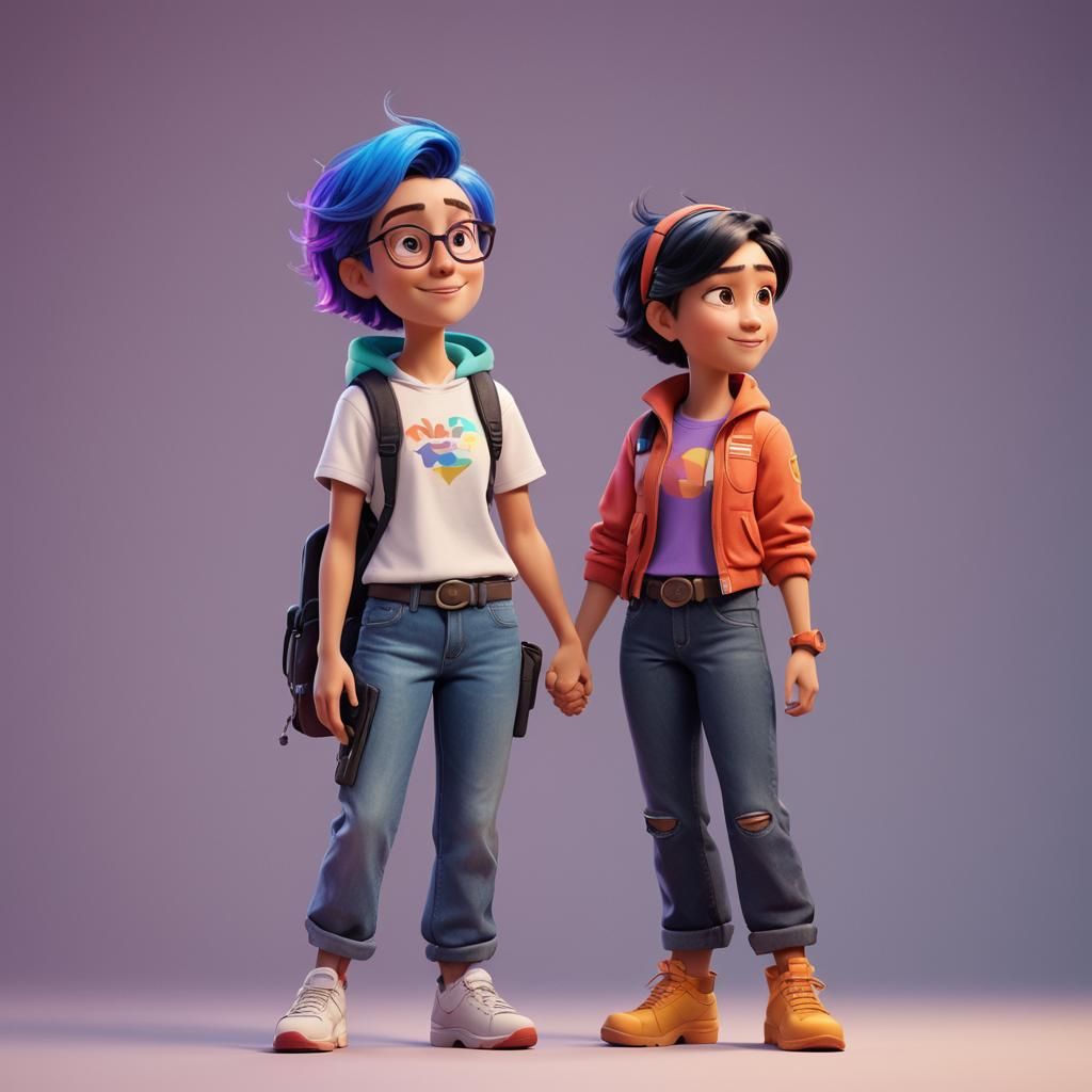 Lesbian Couple in Pixar-Style 3D Animation