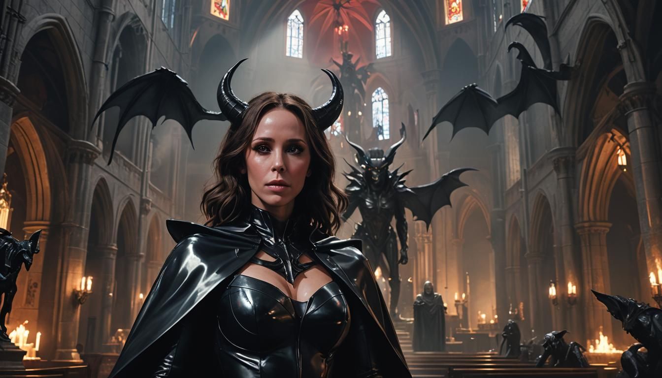 Gothic Demoness in Latex: Dark Fantasy Digital Art