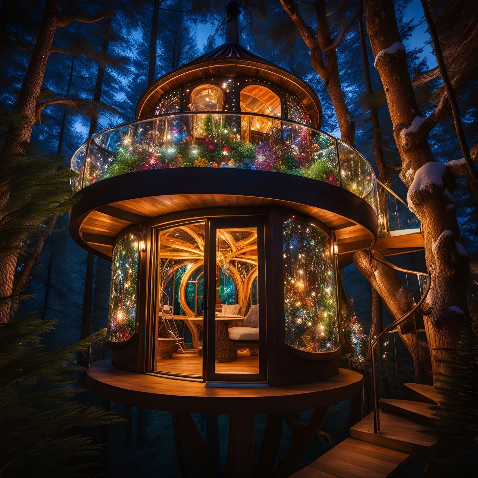 Enchanted Scandinavian Treehouse in Whimsical Forest