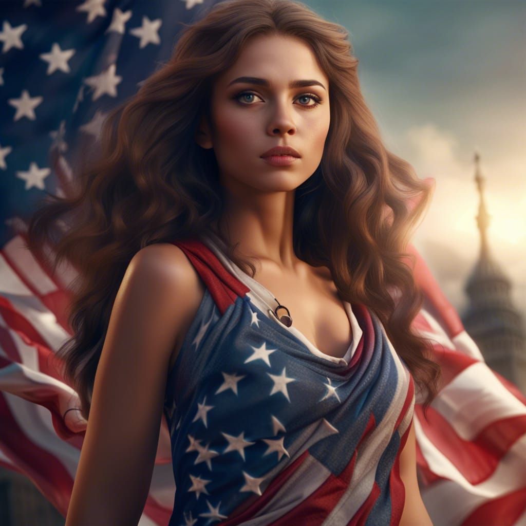 Beautiful 3D American Woman: Fantasy Concept Art