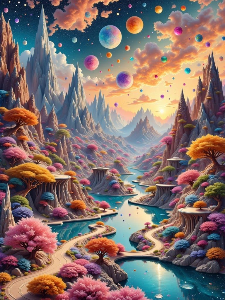 Surreal 3D Landscape Collage Concept Art