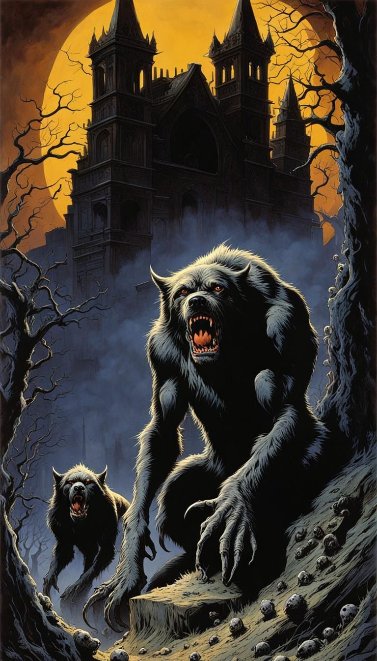 Grotesque Canine Humanoids in Wrightson Style