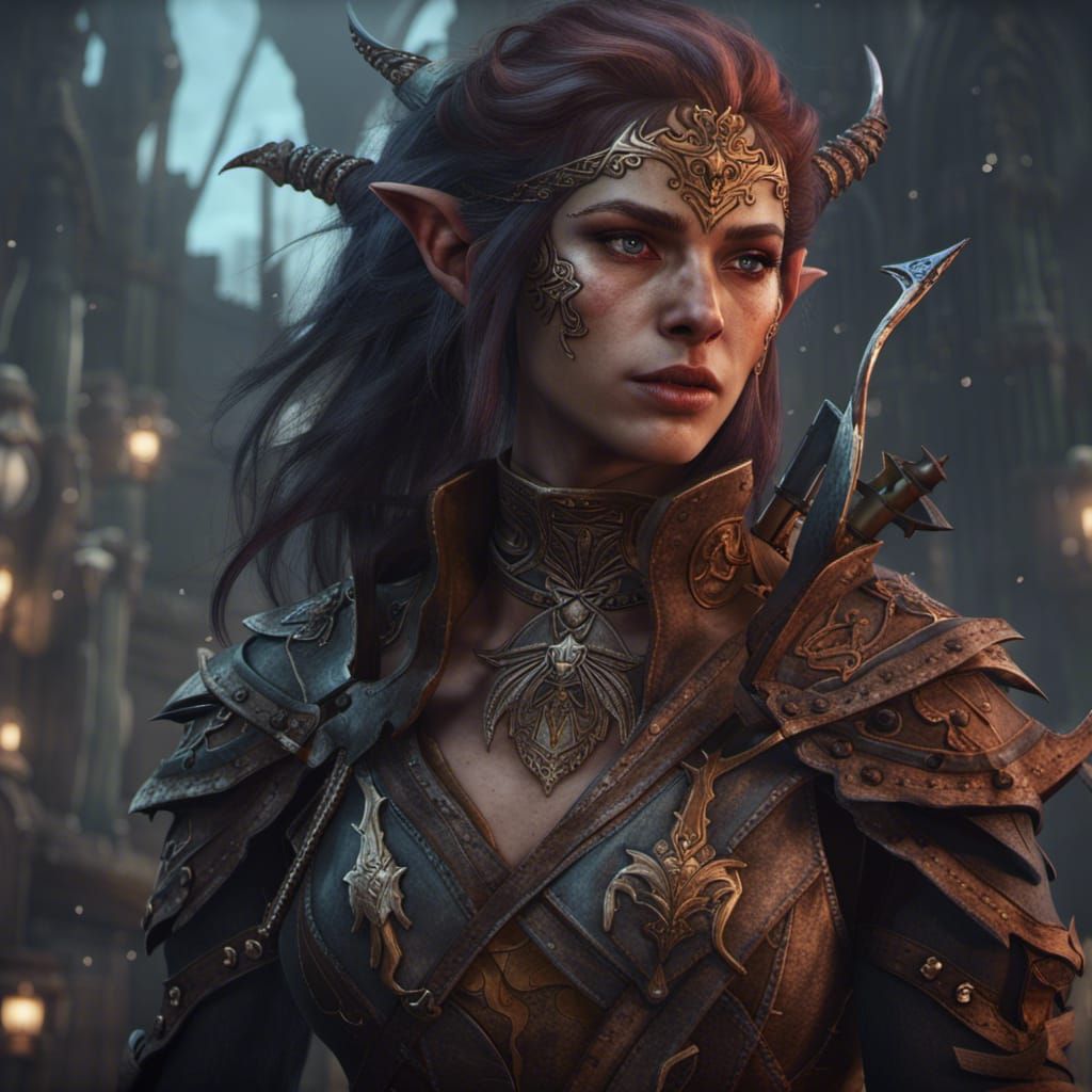 Fantasy Half-Elf Rogue Concept Art in 8K