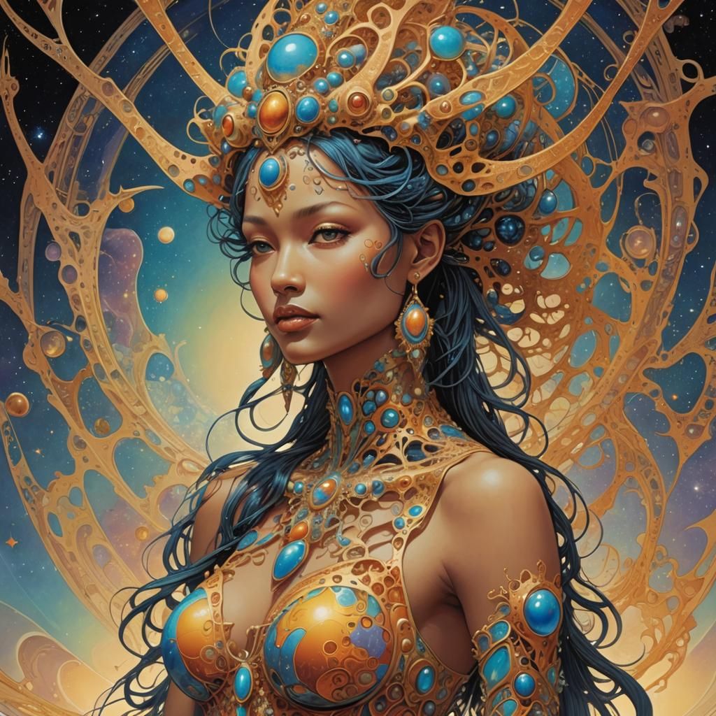 Cosmic Goddess in Fractal Art Style