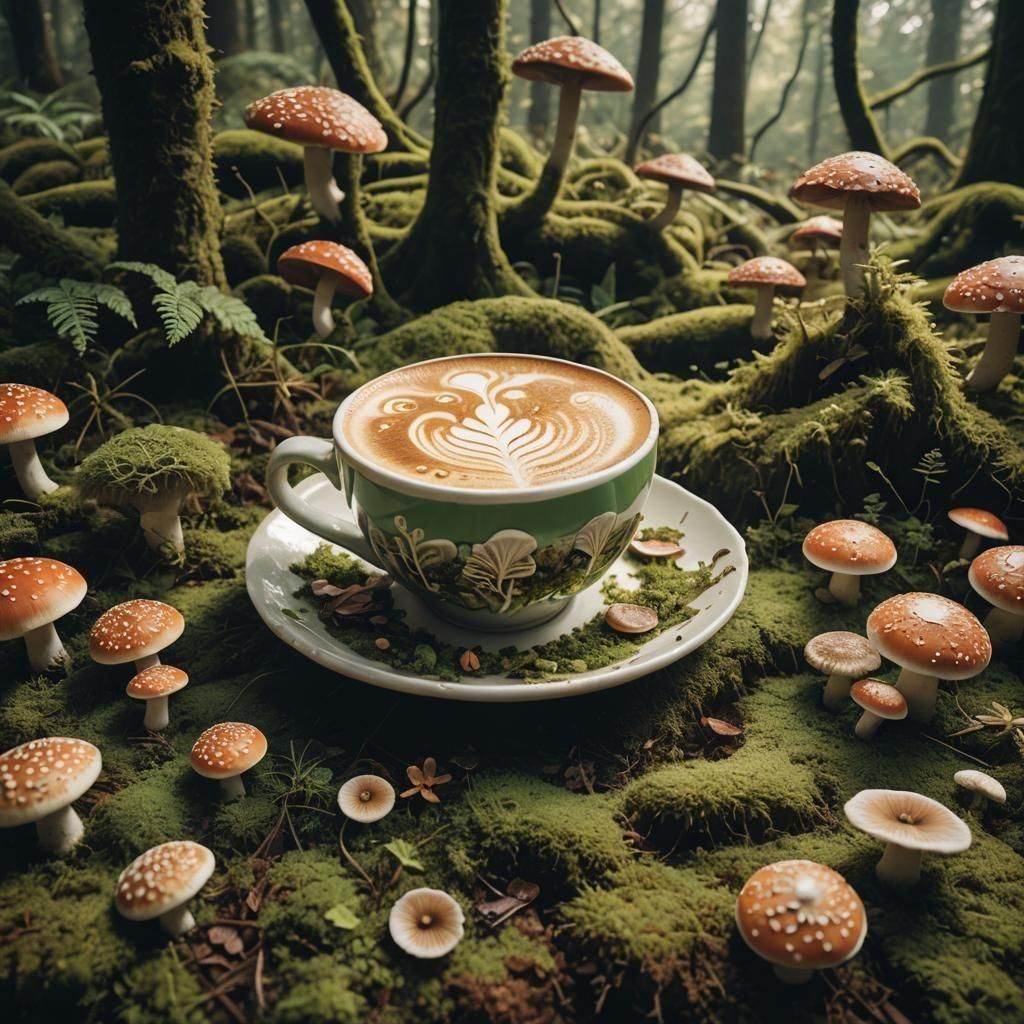 Cottagecore Latte Art in Cinematic Style
