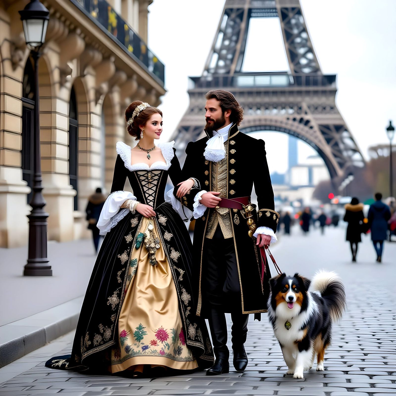 Gothic Couple Stroll in Paris, Historical Meets Modern