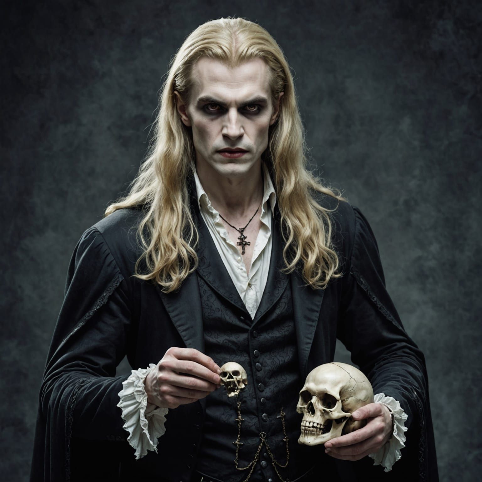 Blond Vampire with Skull