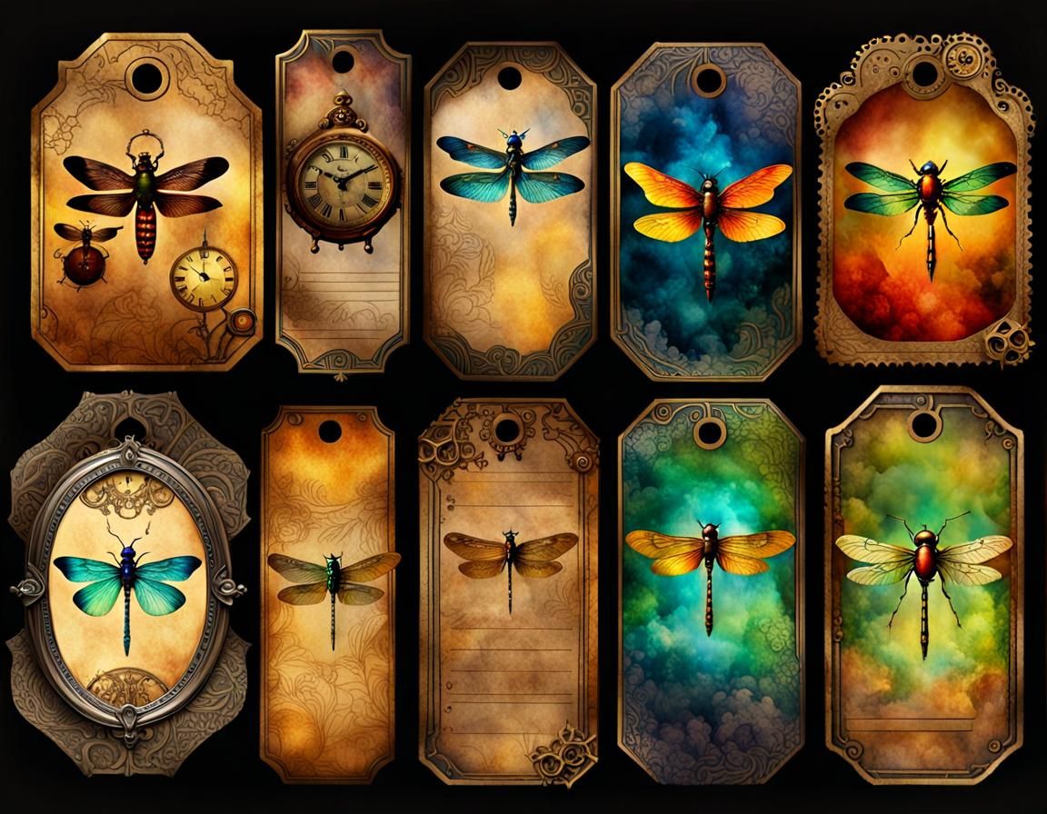 Steampunk Vellum Paper with Angels and Beetles