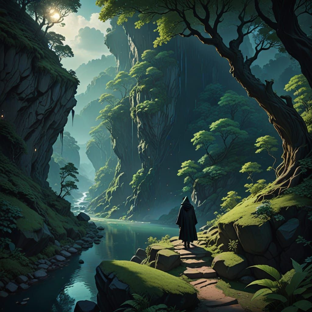 Ethereal Fantasy Landscape at Dusk