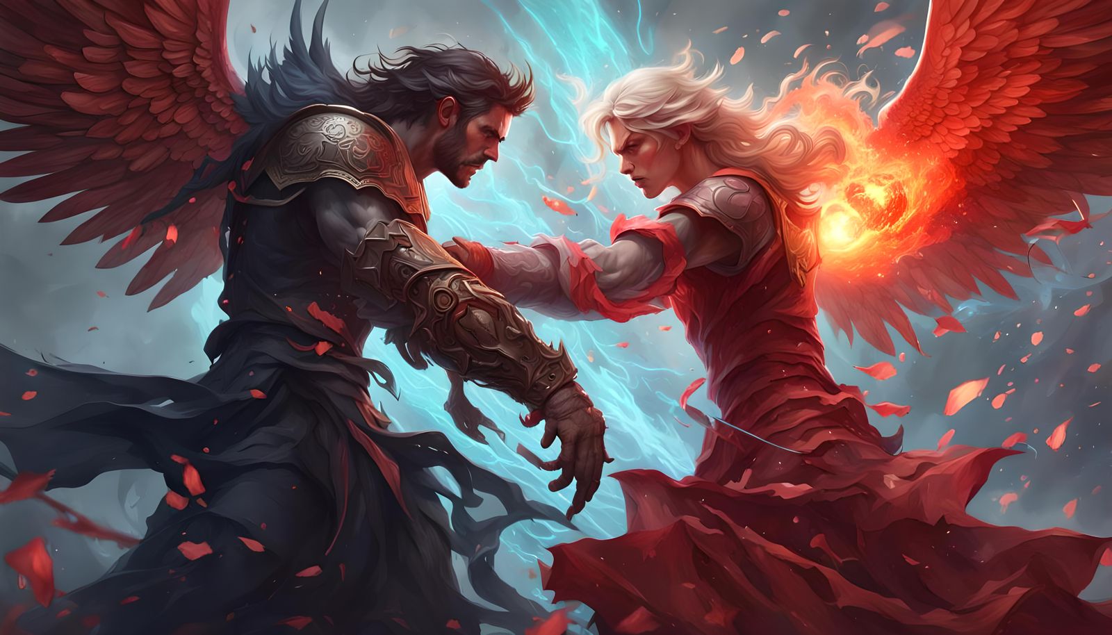 Angel and Demon Battle: Hyperdetailed Art Portrait