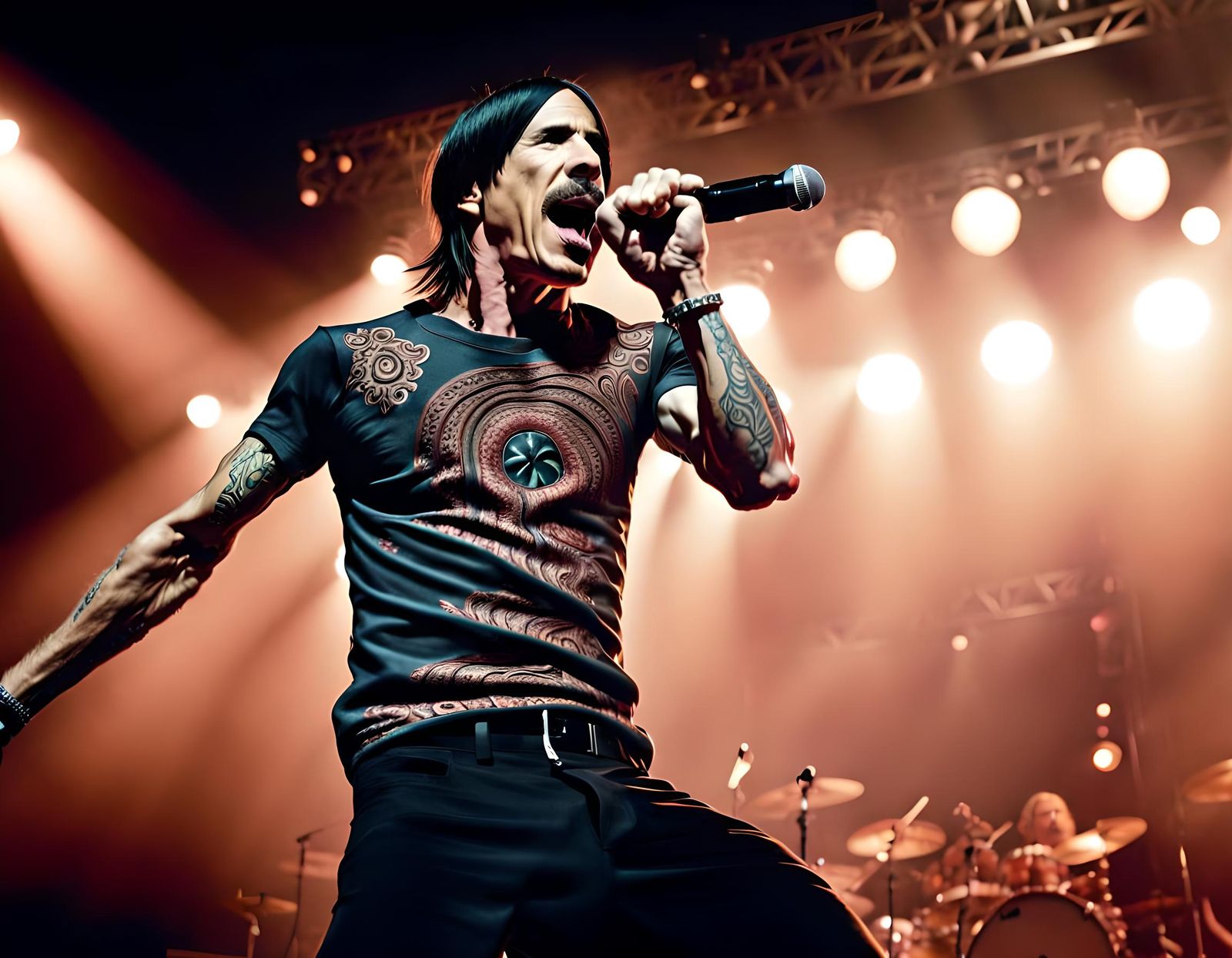 Singer Energetically Performing On Stage in Hyperrealistic S...